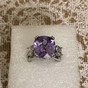 Elegant Purple Gemstone Silver Ring